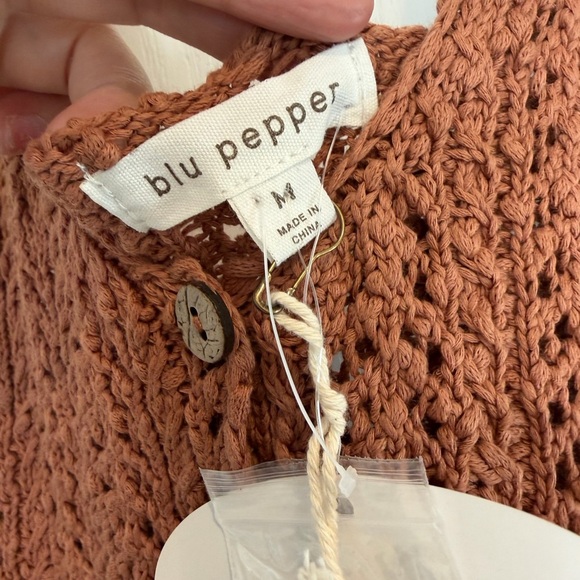 Blu Pepper Terracotta Knit Button-Up Top - Picture 3 of 3